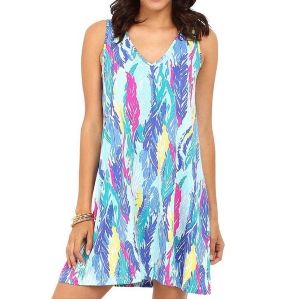 Lilly Pulitzer Blythe Dress Light As A Feather V Neck Sleeveless Dress M